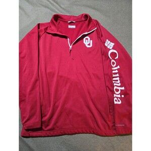 University Of Oklahoma Sooners Columbia PFG Quarter Zip Medium Omni Shade Mens